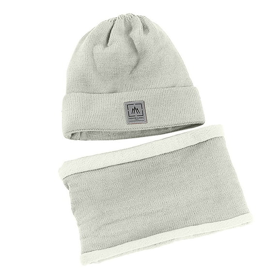 iHPH7 Hat and Scarf Set Fleece Neck Gaiter Neck Warmer Winter Neck Warmer Skull Cap Hat Scarf Warm Beanie Beige One Size