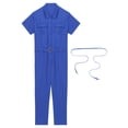 thumbnail image 5 of MSemis Men’s Coveralls Short Sleeve Mechanic Uniforms Work Overalls Jumpsuits with Removable Belt Blue XXL, 5 of 7