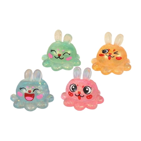 4 PC Plyzle Squishy Malt Candy Rabbit Novelties - Stress Relief Fidget Toys for Adults Soft Silicone Gag & Prank Party Favors Random Colors Slow-Motion Finger Pincher for Office Desk & Home Decor