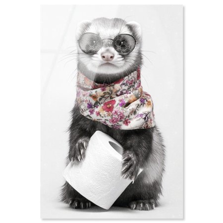 Little Glam Roll Ferret Acrylic Print Bathroom Wall Decor by Art Remedy, Ready to Hang, 10 x 15