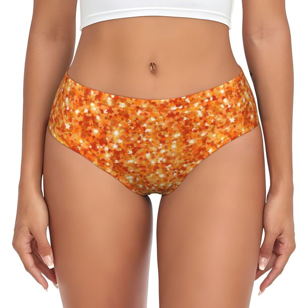 Fotbe Orange Glitter Calzones Estampados para Mujer – Ropa Interior de Algodón, Cómoda, Suave y Elástica-Small