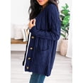 thumbnail image 2 of DOPI Women's Open Front Cardigan Sweaters Fashion Button Down Cable Knit Chunky Outwear Coats, 2 of 8