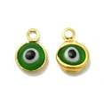 thumbnail image 2 of Ion Plating(IP) 304 Stainless Steel with Glass Enamel Charms Real 18K Gold Plated Flat Round with Evil Eye Pattern Mixed Color 9.5x6.5x2.5mm Hole: 1.6mm, 2 of 4