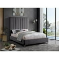 thumbnail image 4 of Pemberly Row Contemporary Channel Tufted Rich Velvet Full Bed in Gray, 4 of 7