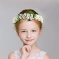 thumbnail image 4 of Raindrops White Flower Crown with Floral Ribbon Tie Wrist Band for Wedding Festivals, 4 of 6