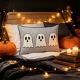 thumbnail image 2 of MYUNNIL Halloween Decorative Throw Pillow, 8 x 16 Inch Soft Comfortable Striped Ghost Pattern Cushion, Gothic Seasonal Home Decoration for Sofa Couch Bedroom, 2 of 8