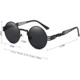 thumbnail image 3 of Gafas de sol YONGSHENG Steampunk Estilo retro clásico redondas metal Lente negra marco negro, 3 of 5