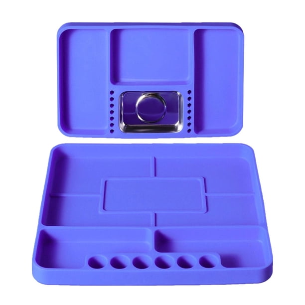 Bandejas de herramientas de silicona flexibles multiusos (paquete de 2), regalo para hombres, organizador de almacenamiento de tuercas y tornillos par