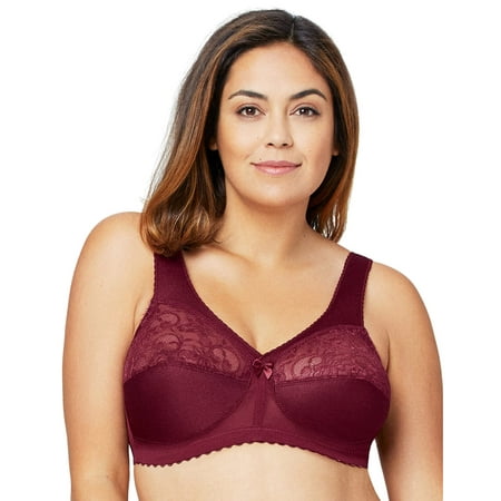 Glamorise Women's Full Figure Plus Size MagicLift Original Wirefree Support Bra #1000, Burgundy