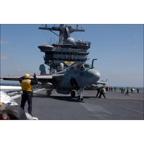 24"x36" Gallery Poster, EA-6B EA-6 Prowler aboard Aircraft Carrier USS Dwight D. Eisenhower CVN-69