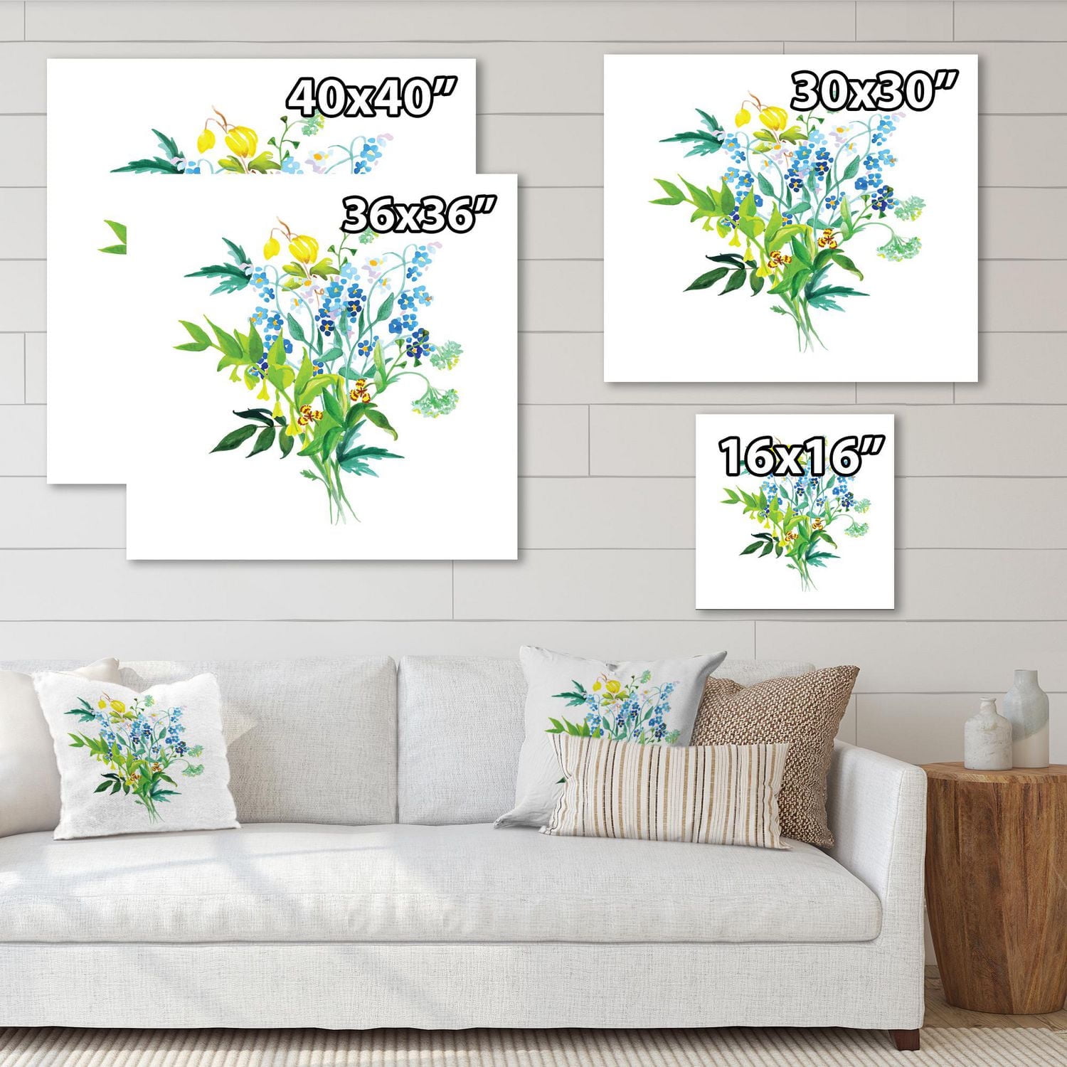 Designart Guirlande de fleurs des prés Art mural sur toile