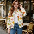 thumbnail image 2 of DISNIMO Flower Printed Jackets for Women Long Sleeve Sweatshirts Zip Up Outwear Fall Winter Clothes, S, 2 of 7