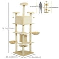 thumbnail image 3 of PawHut 79" Large Cat Tree Tower w/ Scratching Posts, Hammock, Beige, 3 of 10
