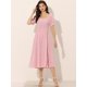 thumbnail image 4 of Vestido fruncido a cuadros Allegra K Rosa L, 4 of 6