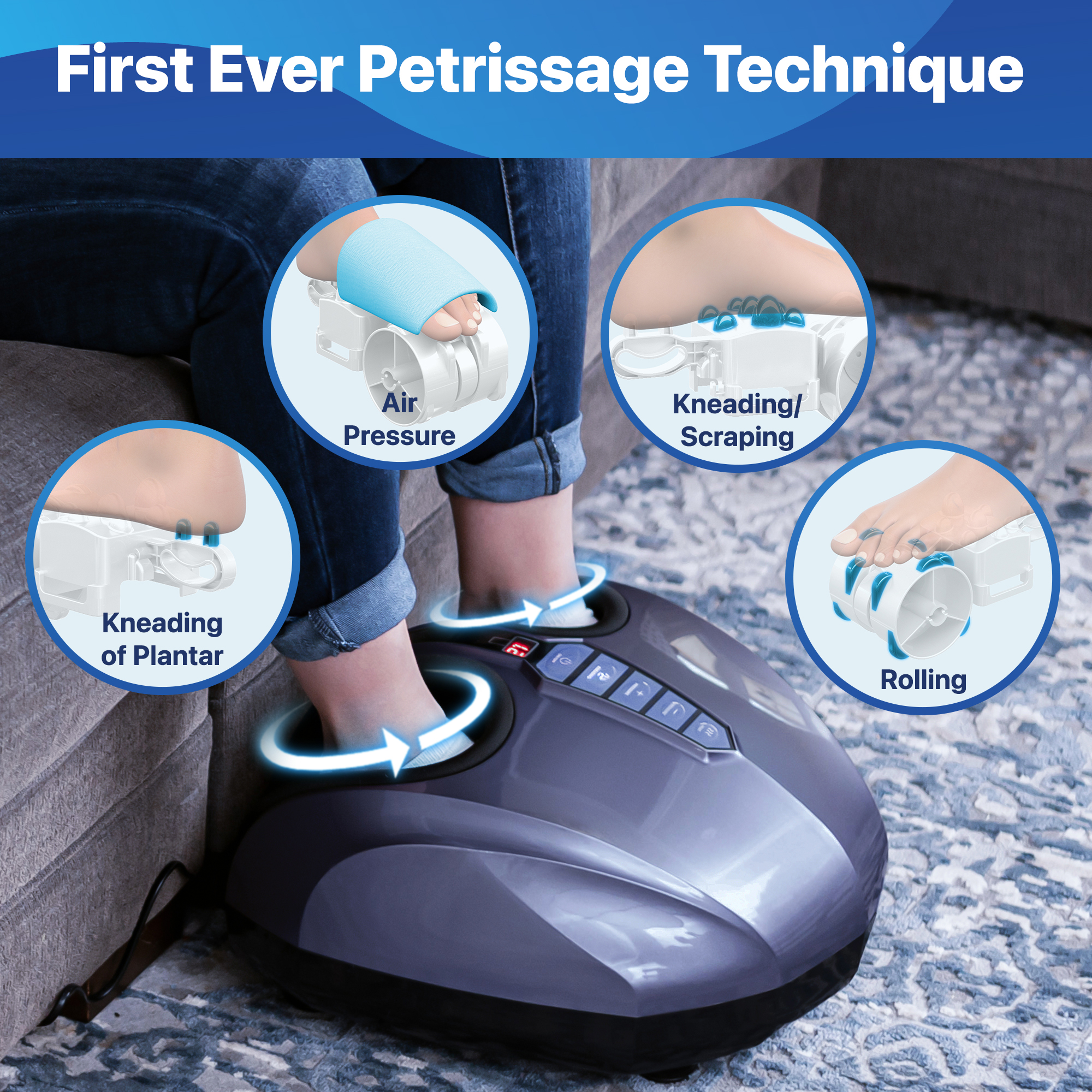 Miko Shiatsu Foot Massager with Heat Kneading and Rolling and Pressure Settings - 2 Wireless Remotes - image 3 of 10