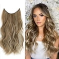 thumbnail image 1 of GFDYREE Extensions de Cheveux à Clip Invisible : Fil Transparent Taille Ajustable 4 Clips Sécurisés Longue Extension Postiche Secret 20 Pouces Cendré Brun Moyen Cendré Blond pour Femmes, 1 of 6
