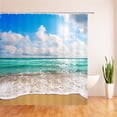 thumbnail image 4 of Ocean Beach Shower Curtain Blue Sky Tropical Sea Waves White Cloud Seaside Landscape Hawaii Summer Nature Scenery Bath Curtain with Plastic hooks, 4 of 6