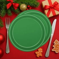 10-Piece Christmas Party Tableware - Red/Green Paper Plates with Festive Patterns, Disposable, Easy Cleanup, Perfect for Christmas Parties/Gatherings, D, 10pcs