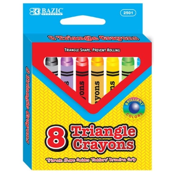 BAZIC Crayons Jumbo Triangle 8 Color, Non Toxic Drawing Crayon, 1-Pack