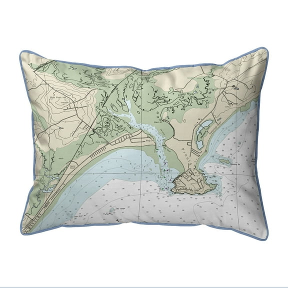 Betsy Drake HJ13287PPLB Pine Point, ME Nautical Map - Light Blue Cord Large Corded Indoor & Outdoor Pillow - 16 x 20 in.