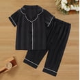 thumbnail image 4 of Splozh Girls Satin Pajamas Girls Pajamas 2 Pcs Satin PJs Set Silky Soft Sleepwear Gift for Parties Kids,Black,12-18 Months, 4 of 4