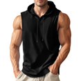 thumbnail image 3 of Blekii Men's Summer Lightweight Sleeveless Hooded Tank Top - Solid Color Design, Quick-Dry Performance Fabric - Great for Running, Fitness Training, Beach Sports, Outdoor Workout -, 3 of 7