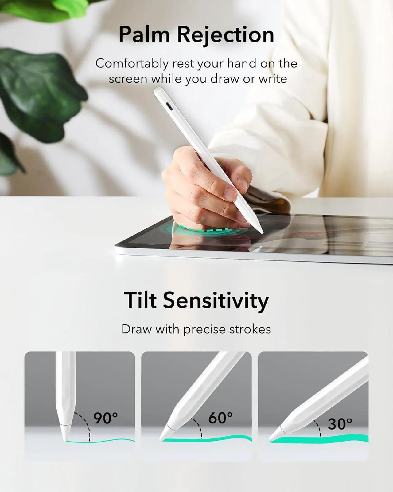 Digital Findmy Stylus Pen Findmy Pencil Findmy for iPad 2018-2025 with Easy Shortcuts for Apple iPad A16/10/9/8 & Air 13/11 & Pro 12.9/13/11 & Mini 7/6/5,White (No Wireless Charging)