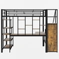 thumbnail image 5 of Full Size Loft Bed with Storage Staircase and Small Wardrobe, Metal Loft Bed Frame with Built-in Desk and Storage Shelves for Bedroom, No Box Spring Needed, Easy Assembly, Black, 5 of 7