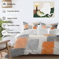 thumbnail image 3 of 3 Piece Modern Orange Beige Grey Duvet Cover Set Queen Size,Microfiber Comforter/Quilt Cover with Corner Ties and 2 Pillowcases,Abstract Geometric Oil Painting All Season Bedding with Zipper Closure, 3 of 8