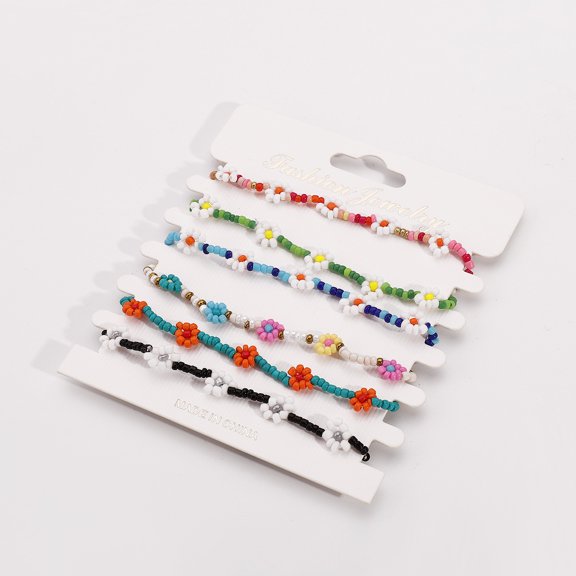 Bohemian flower rice bead bracelet summer ethnic style colorful elastic bracelet