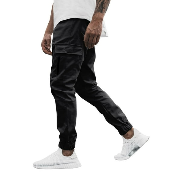 Men Pants Casual Solid Color Zipper Pocket Trouser Fashion Overalls Beach Pockets Pant Streetwear