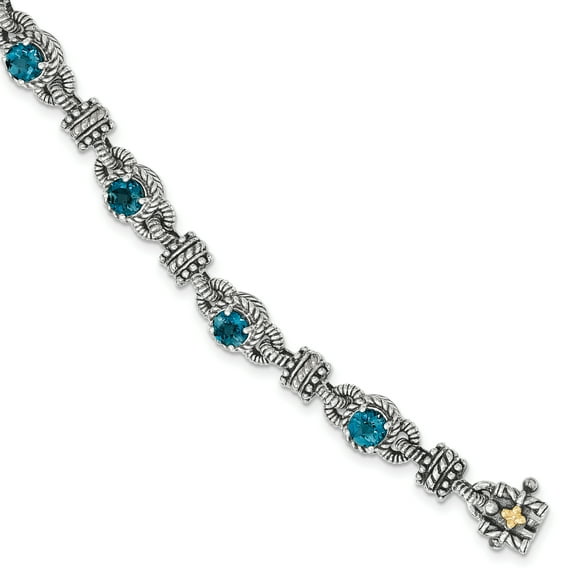 Sterling Silver with 14k London Blue Topaz Bracelet