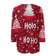 thumbnail image 4 of Fabrcox S-5xl Christmas Snowflake Printed T Shirts for Women Xxl Plus Size 3/4 Sleeve Tops Round Neck Holiday Tunic Lightweight Basic Tops Wine 3XL, 4 of 6