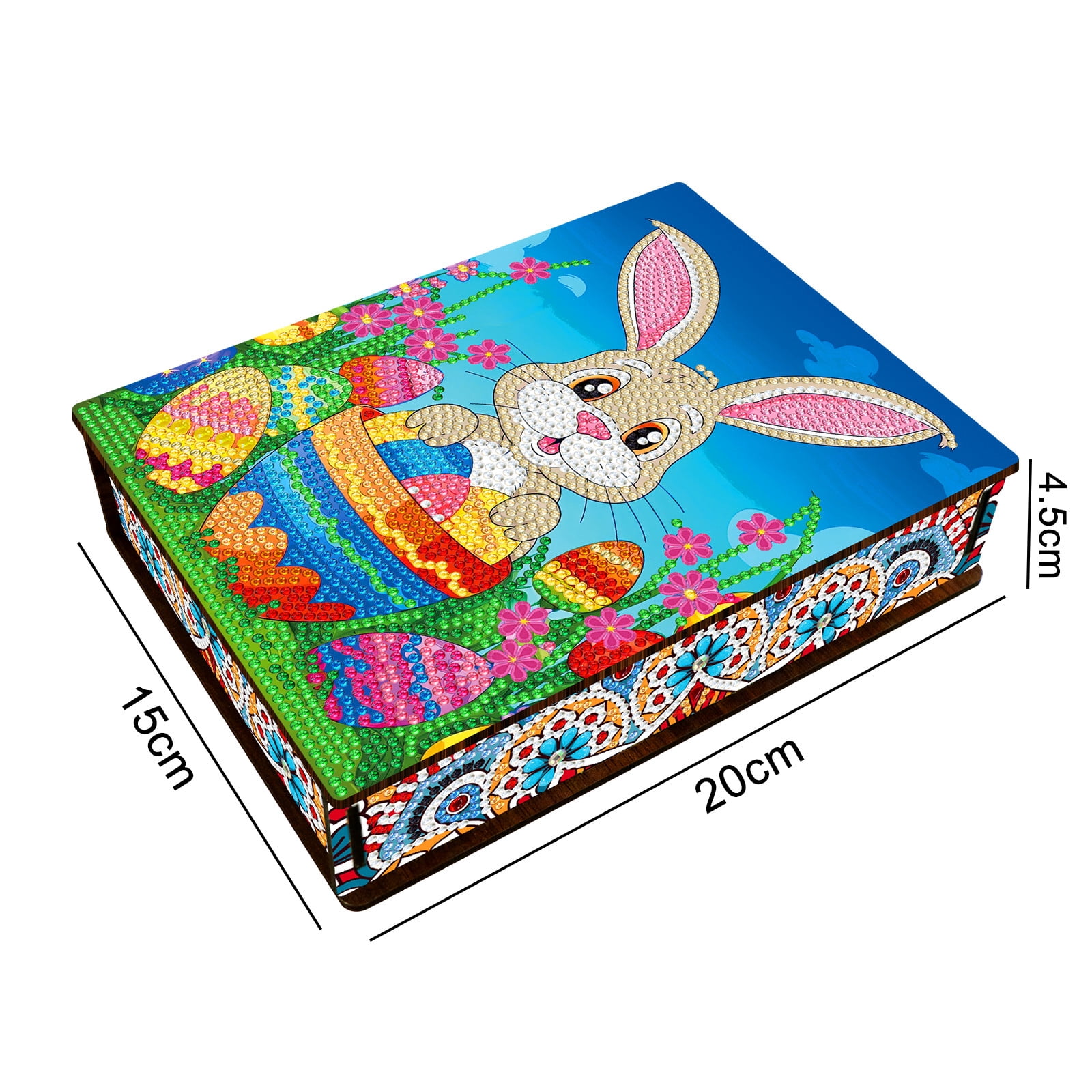 FLOPESN Easter Bunny Eggs DIY Diamond Art Painting Storage Box, Diamond Painting Large Capacity Holiday Storage Box placable jewelry, cosmetics, and small items