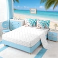 thumbnail image 4 of Manfei Watercolor Beach Wave Seashell Starfish Twin Bedding Sets for Kids Boys and Girls, Coastal Nautical Print Bedding Comforter Set, Reversible 7-Piece, 4 of 6