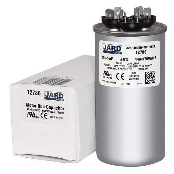 (2) Pack, 40   5 uF x 370 or 440 VAC - Jard # 12786 Round Dual Run Capacitor