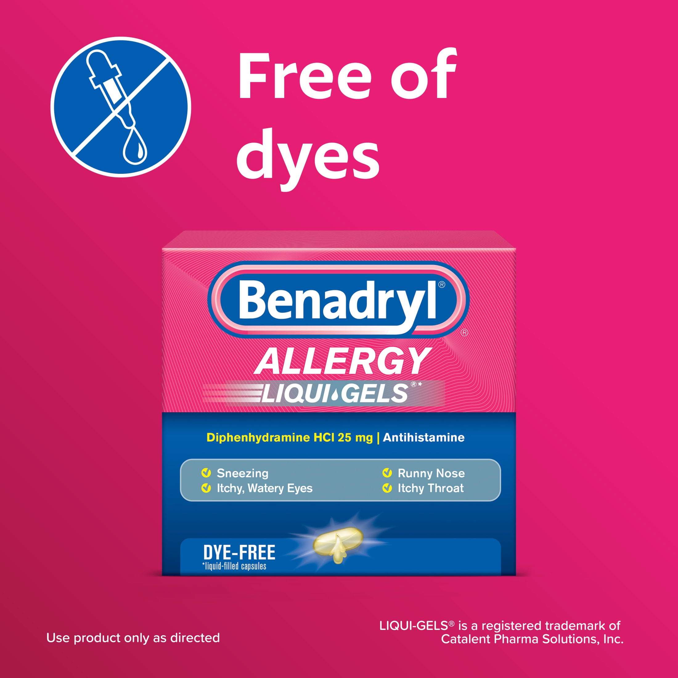 (3 pack) Benadryl Liqui-Gels Antihistamine Allergy Medicine, Dye Free, 48 Count