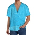thumbnail image 3 of Naloa Sky Blue Glitter Men's Loose Fit Cuban Collar Short-Sleeve Shirt with Button-down and Chest Pocket for Everyday Wear Outings - Large, 3 of 7