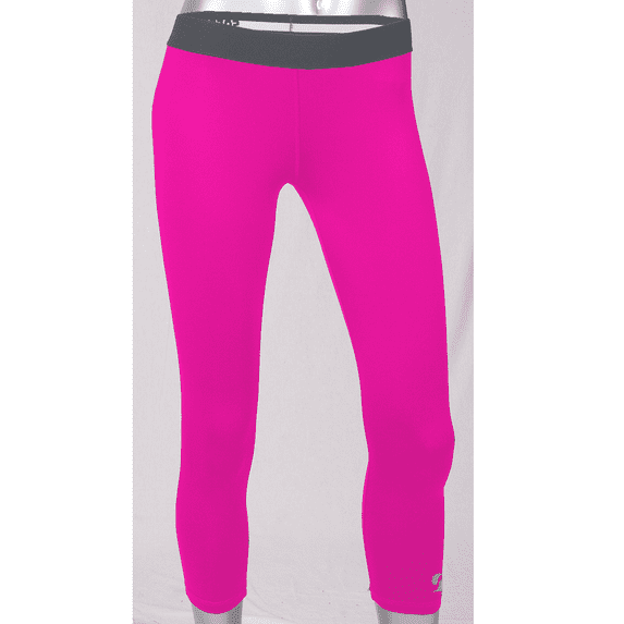 soffe juniors dri capri, neon pink/gun metal, x-large