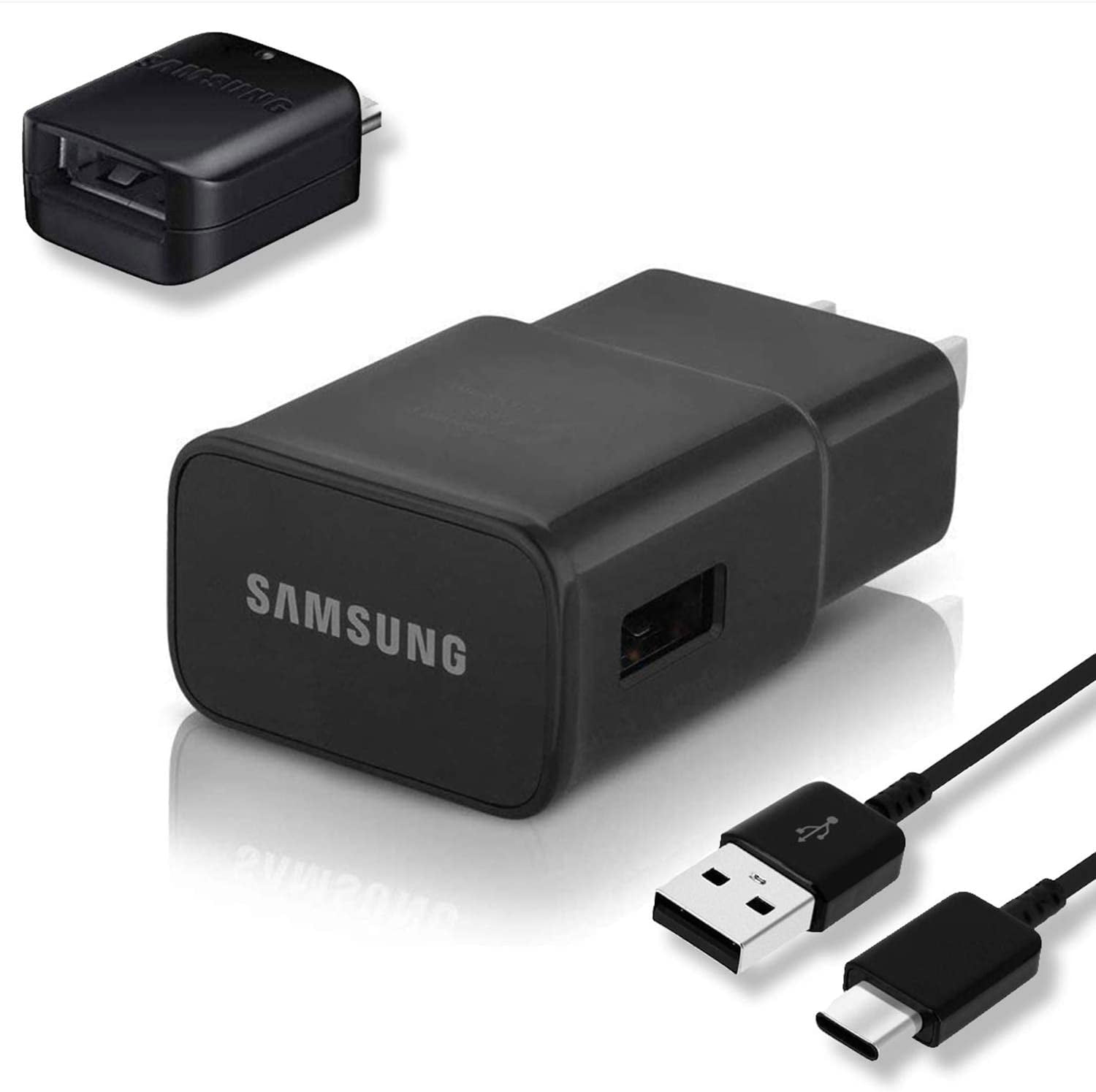Black Fast Charging Kit 4ft and OTG Adapter 3 Items Adaptive Fast Charging Wall Charger Adapter for Galaxy S9 S8 S9 Plus Note 9 Bundled with UrbanX Type C Cable Cord 1.3m