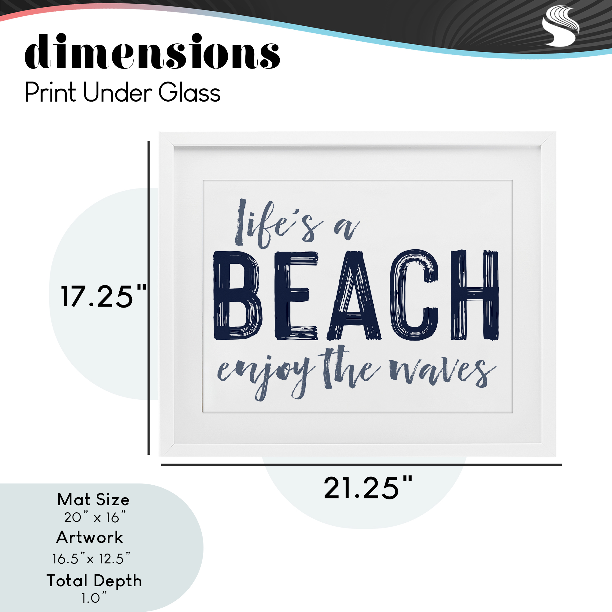 Summer Sentiment Enjoy Waves White Framed Print Under Glass, design by Lettered and Lined