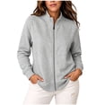 thumbnail image 2 of Trikvn Women's Full Zip Up Sweatshirts Stand Collar Track Jackets Long Sleeve Casual Athletic Coats with Pockets Slim Fit Workout Yoga Tops Fall Winter Activewear, 2 of 9
