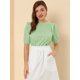 thumbnail image 3 of Blusa de manga corta Allegra K Día De San Patricio con Hombros Descubiertos y volantes sin cuello con volantes En la espalda para Mujer Verde S, 3 of 6