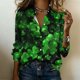 thumbnail image 2 of TaTaai Women's St. Patrick's Day Printed Satin Long Sleeve Shirt Ladies Lapel Button Down Blouse Casual Loose Satin Top for Daily Party Work Vacation Spring Winter Wear Gift, 2 of 5