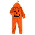 thumbnail image 4 of LNMQLPDBS Girls Halloween Pumpkin Onesie Hooded Loungewear Soft Fleece Zip Up Jumpsuit Cozy Pocketed Playsuit for Toddler Kids Holiday Party Daily Wear, 4 of 4