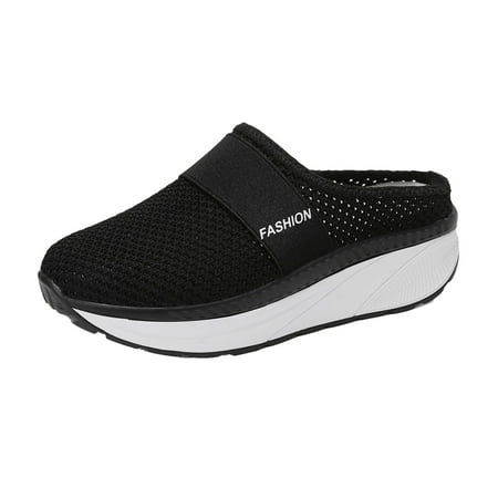 

Juebong Women s Platform Lightweight Hollow Half Slippers Soft Bottom Shoes Mesh Sandals Black Size 6.5