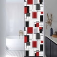 thumbnail image 3 of Red Grey Black Window Privacy Film, Irregular Geometric Modern Abstract Static Cling UV Sun Blocking Heat Control Window Tint Day and Night, Non-Adhesive One Way Windows Privacy Cover 17.7''x78.7'', 3 of 7