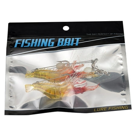 Luminous Soft Artificial Shrimp Bait with Hook - Red and Yellow Fishing Lure Accessory