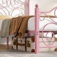 thumbnail image 6 of VECELO Twin Size Bed Frame with Butterfly Shaped Headboards and Footboard, Metal Platform Bed Frame/Mattress Foundation, No Box Spring Needed, Easy Assembly, Pink, 6 of 8