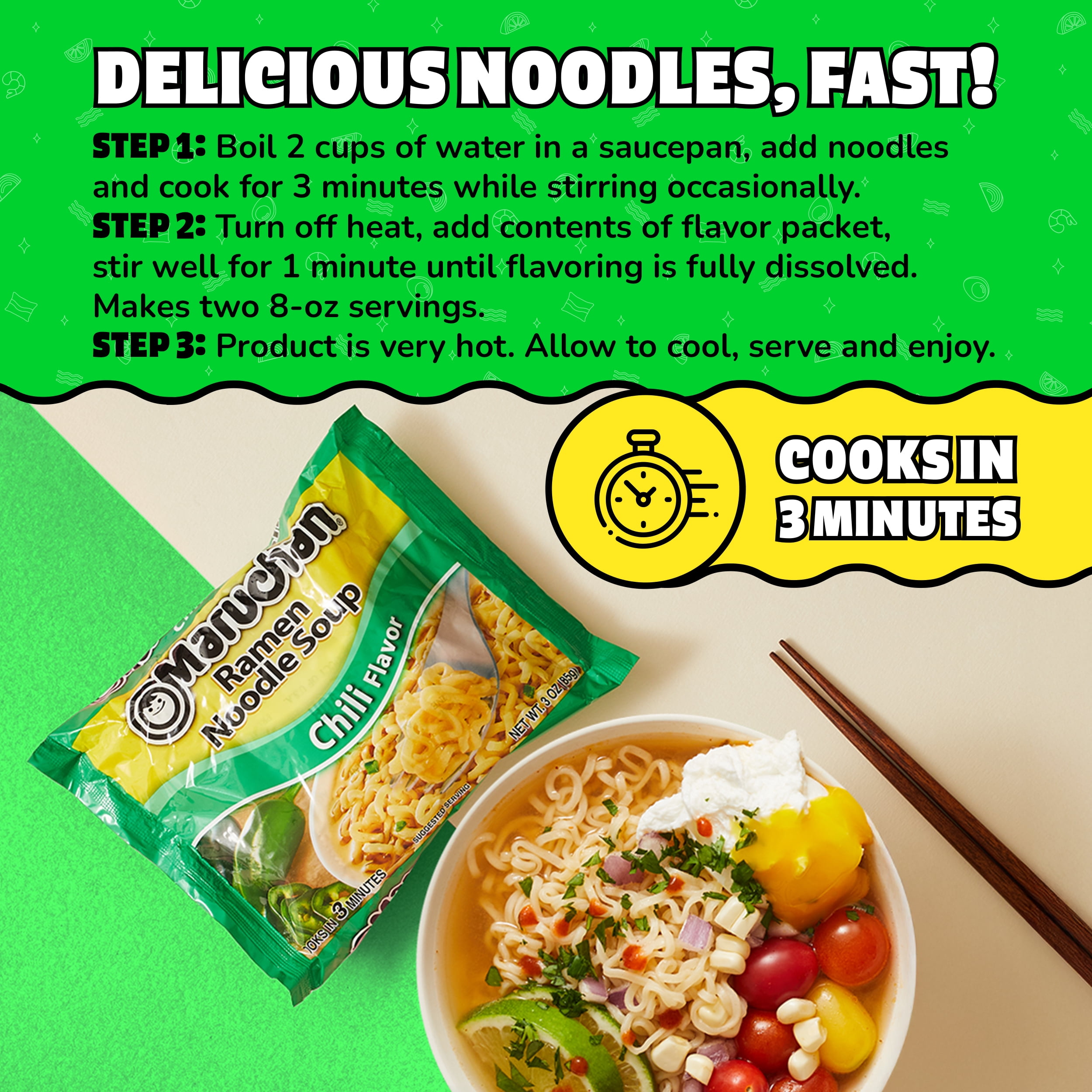Maruchan Ramen Noodle Soup, Chili Flavor Instant Noodles, 3 oz
